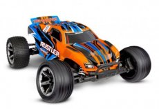 (TRX37254-8ORNG) Traxxas Rustler 2wd Brushed HD incl battery & USB-C charger Orange