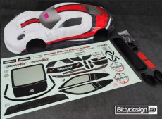 (BD-AR7-PGT3R-PP) BittyDesign - P-GT3R 1/7 Pre-Painted body for ARRMA Infraction/Limitless, Pre-Cut, 1.5mm