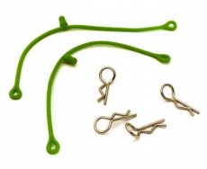 C 25737 GREEN (C 25737 GREEN) Body Clip Retainer w/ Body Clip (4) for 1/10 Size Touring Car & Drift Car