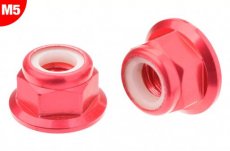 (C-3107-50-5) Team Corally - Aluminium Nylstop Nut - M5 - Flanged - Red - 10 pcs