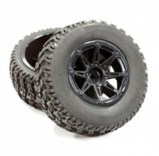 (C25264BLACK) All Terrain HX Tires+D8 Spoke Wheels(2)12mm Hex for 1/10 Short Course (OD=105mm)