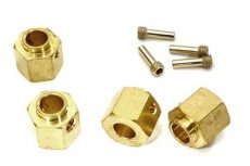 (C28091) 12mm Hex Wheel (4) Hub Brass 10mm Thick (+5mm Offset) for Traxxas TRX-4 Crawler