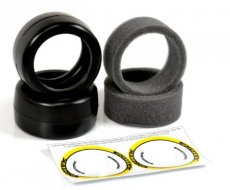 (EXO2193) 1/10 RUBBER TIRES- FRONT v2 40X (YELLOW-FIRM) 1 pair belted rubber tires with foams