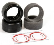 (EXO2194) 1/10 RUBBER TIRES- FRONT v2 38X (RED-MEDIUM) 1 pair belted rubber tires with foams