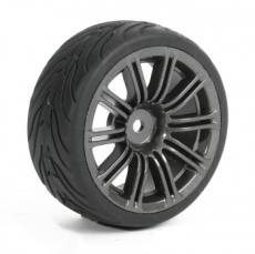 (FAST0077-GM) FASTRAX 1/10 STREET/TREAD TYRE 20SP GUN METAL WHEEL