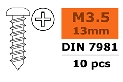 Zelftappende cilinderkopschroef - 3,5X13mm - Gegalvaniseerd staal - 10 st