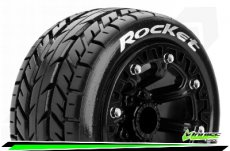 (LR-T3188SB) Louise RC - ST-ROCKET - 1-16 Truck Bandenset - Gemonteerd - Sport - Velgen 2.2 Zwart - Zeskant 12mm