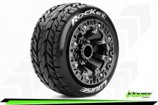 (LR-T3188SBC) Louise RC - ST-ROCKET - 1-16 Truck Tire Set - Mounted - Sport - Black Chrome 2.2 Wheels - Hex 12mm