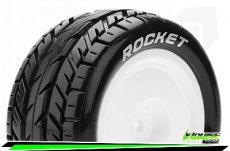 (LR-T3188SWKR) Louise RC - E-ROCKET - 1-10 Buggy Bandenset - Gemonteerd - Soft - Velgen Wit - Zeskant 12mm