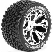 (LR-T3209SC) Louise RC - ST-HUMMER - 1-10 Stadium Truck Tire Set - Mounted - Sport - Chrome 2.8 Wheels - 0-Offset - Hex 12mm
