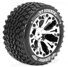 (LR-T3209SCH) Louise RC - ST-HUMMER - 1-10 Stadium Truck Tire Set - Mounted - Sport - Chrome 2.8 Wheels - 1/2-Offset - Hex 12mm