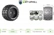 LR-T3219X (LR-T3219X) Louise RC - MT-UPHILL - 1-8 Monster Truck Tire Set - Mounted - Sport - Black Wheels