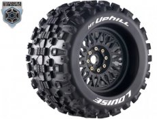 LR-T3219X (LR-T3219X) Louise RC - MT-UPHILL - 1-8 Monster Truck Tire Set - Mounted - Sport - Black Wheels
