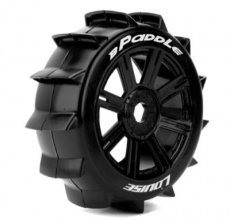 (LR-T3249SB) Louise RC - B-PADDLE - 1-8 Buggy Tire Set - Mounted - Soft - Black Spoke Wheels - Hex 17mm