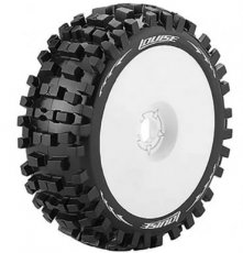 (LR-T324SW) Louise RC - B-ULLDOZE - 1-8 Buggy Tire Set - Mounted - Soft - White Wheels - Hex 17mm