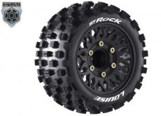 (LR-T3273SX) Louise RC - ST-ROCK - 1-10 Stadium Truck Tire Set - Mounted - Sport - Black Wheels