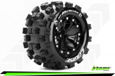 (LR-T3274SB) Louise RC - MT-MCROSS - 1-10 Monster Truck Tire Set - Mounted - Sport - Black 2.8 Wheels - 0-Offset - Hex 12mm