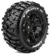 (LR-T3350B) Louise RC - MFT - X-MALLET - Tire Set for X-Maxx - Mounted - Sport - Black wheels - Hex 24mm