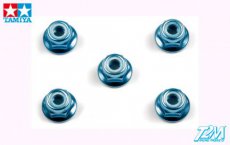 (TAM 53159) 4mm Alum. Anodized Flange Lock Nuts Blue 5pcs