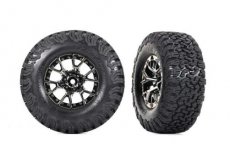 (TRX10187-BLKCR) Tires & wheels, assembled, glued (Ford Raptor R black chrome wheels, BFGoodrich All-Terrain T/A KO2 tires, foam inserts) (2) (4WD fro