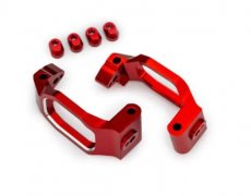 (TRX 10232 RED) Caster blocks, 6061-T6 aluminum (red-anodized), left & right/ 4x22mm pin (4)/ 3x10mm BCS (with threadlock) (4)/ retainers (4)