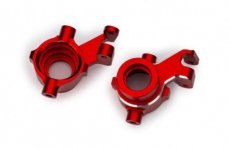 (TRX 10237 RED) Steering blocks, 6061-T6 aluminum (red-anodized), left & right/ 3x18mm BCS (with threadlock) (2)