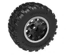 (TRX 10770 STBLK) Tires & wheels, assembled (black with satin beadlock wheels, dual profile,Sledgehammer tires, foam inserts)) (rear) (2)