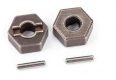 (TRX 1654R) Wheel hubs, hex (steel) (2)/ axle pins (2)