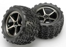 (TRX7174A)Tires and wheels, assembled, glued (Gemini black chrome whee