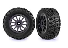 (TRX 7473 GRAY) Tires & wheels, assembled, glued