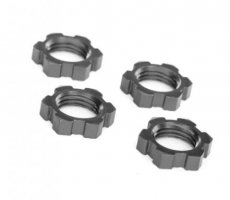 (TRX 7758-GRAY) Wheel nuts, splined, 17mm, serrated (gray-anodized) (4)