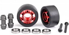 (TRX7775R) WHEELS, WHEELIE BAR, 6061-T6 ALUMINUM (RED-ANODIZED) (2)