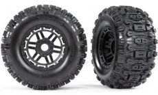 (TRX8973) TIRES & WHEELS, ASSEMBLED, GLUED (BLACK WHEELS, DUAL PROFILE (2.8' OUTER, 3.6' INNER)