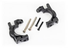 (TRX 9032) Caster blocks (c-hubs), extreme heavy duty, black (left & right)/ 3x32mm hinge pins (2)/ 3x20mm BCS (2)