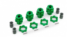 TRX 9086 GRN (TRX9086-GRN) Wheel hubs, splined, 17mm, short (green-anodized) (4)/ wheel nuts, splined, 17mm (green-anodized) (4)/ hub retainer M4 X 0.7 (4)/ axle p
