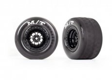 (TRX 9475) Tires & wheels, assembled, glued (Weld gloss black wheels, tires, foam inserts) (rear) (2)