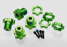 (TRX5353G) Wheel hubs, splined, 17mm (green-anodized) (4)/ wheel nuts,