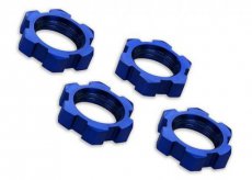 (TRX7758) Wheel nuts, splined, 17mm, serrated (blue-anodized) (4)