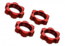 (TRX7758R) Wheel nuts, splined, 17mm, serrated (red-anodized) (4)