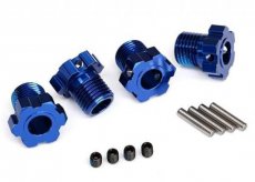 (TRX8654) Wheel hubs, splined, 17mm (blue-anodized) (4)/ 4x5 GS (4), 3x14mm pin (4)