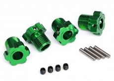 (TRX8654G) Wheel hubs, splined, 17mm (green-anodized) (4)/ 4x5 GS (4), 3x14mm pin (4)