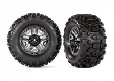 (TRX9072) Tires & wheels, assembled, glued (black chrome 2.8' wheels, Sledgehammer, tires, foam inserts)